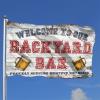 Dsoluuing Cool Dorm Flags, Welcome to Our Backyard Bar, Proudly Serve Whatever You Bring Flag, Backyard Bar Decor (Green, 60 x 90 cm) view 2