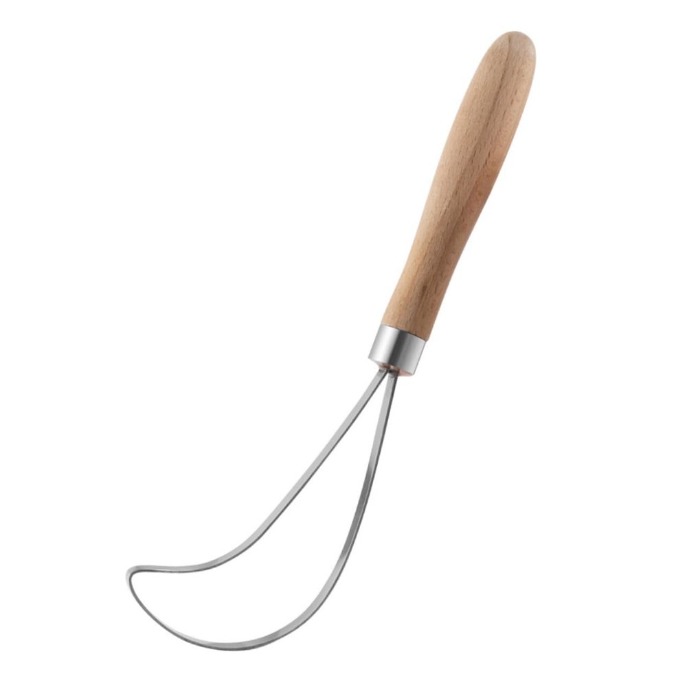 BESTonZON Stainless Steel Coconut Meat Remover with Wooden Handle