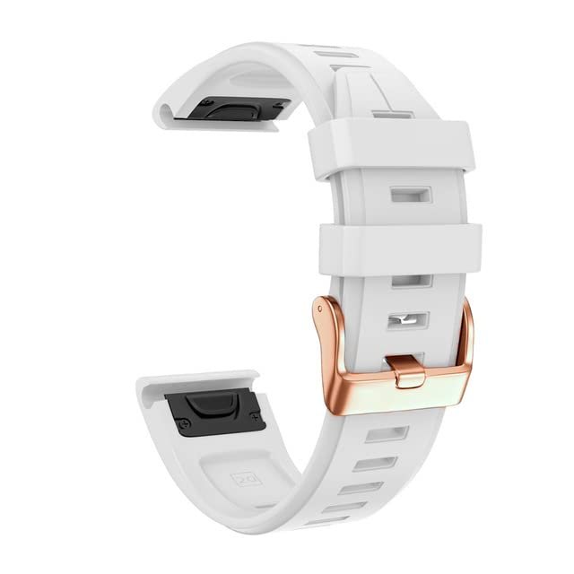 HKIDKK 20mm Smartwatch Band for Garmin Fenix 6S Pro, 6S, 5S Plus, Quick-Release Silicone Strap, Rose Gold Buckle, Agate