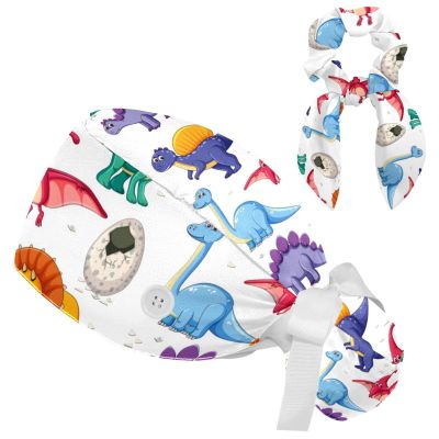 HOHODIY Dinosaur Adjustable Women's Cap with Buttons, Bow, Hair Tie and Sweatband, Multicolor 17, M/L