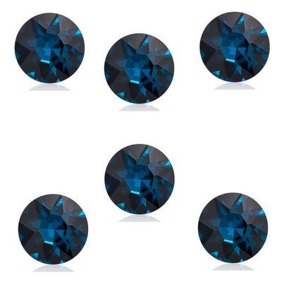 Round Glass Crystal Fancy Stones, Blue Zircon, 8 mm, 100 Pieces