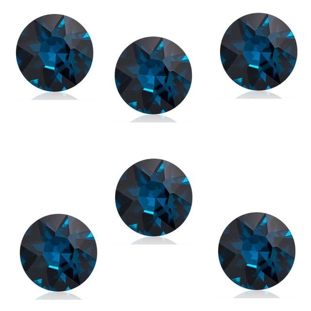 Round Glass Crystal Fancy Stones, Blue Zircon, 8 mm, 100 Pieces