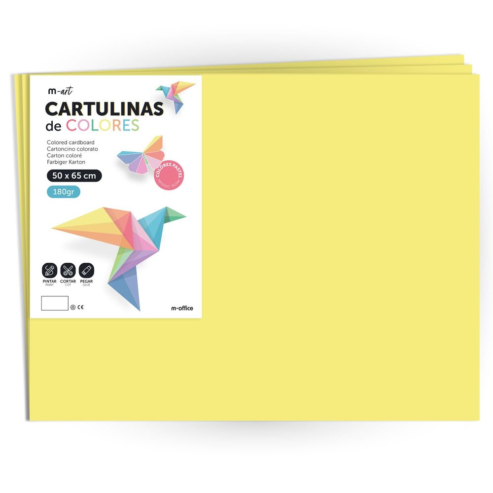 M-Office Large Cardstock, 50 x 65 cm, Pastel Yellow, 180 gsm, 25 Sheets