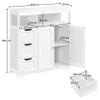 Yaheetech Bathroom Cabinet with 3 Drawers, 2 Doors, Open Shelf, White view 3