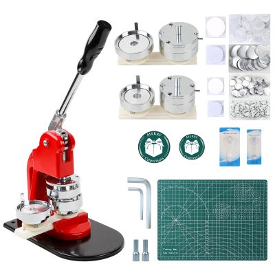MK.Bear Button Maker Machine, 32 + 58 mm, DIY Button Press Kit with 200 Button Parts