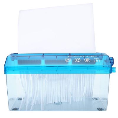 Tissting Mini Manual A4 Paper Shredder, 3.5 L, 4 mm Strip-Cut, Blue