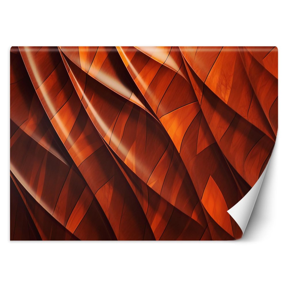 Feeby 3D Wood-Effect Photo Wallpaper, 250 x 175 cm, Orange, XXL, Non-Woven