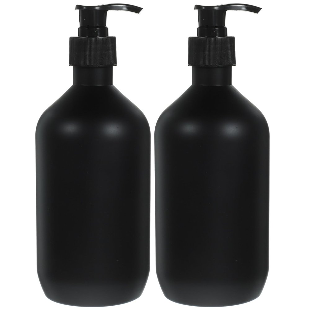 2-Pack Black Refillable 500 ml PET Pump Bottles