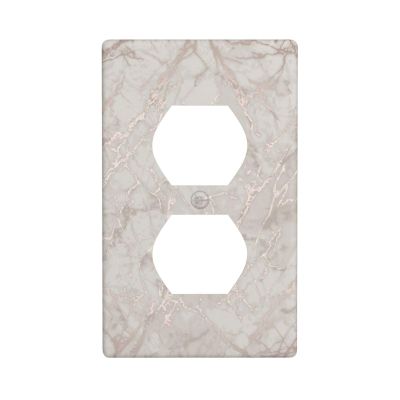 Rose Gold Marble-Style Printed Duplex Outlet Wall Plate