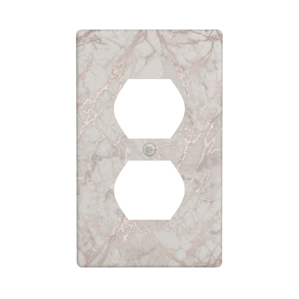 Rose Gold Marble-Style Printed Duplex Outlet Wall Plate