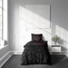Leonado Vicenti 4-Piece Microfiber Partner Bedding Set 155x200 cm, Black with Pink Heart and Love Print, Zipper Closure view 2