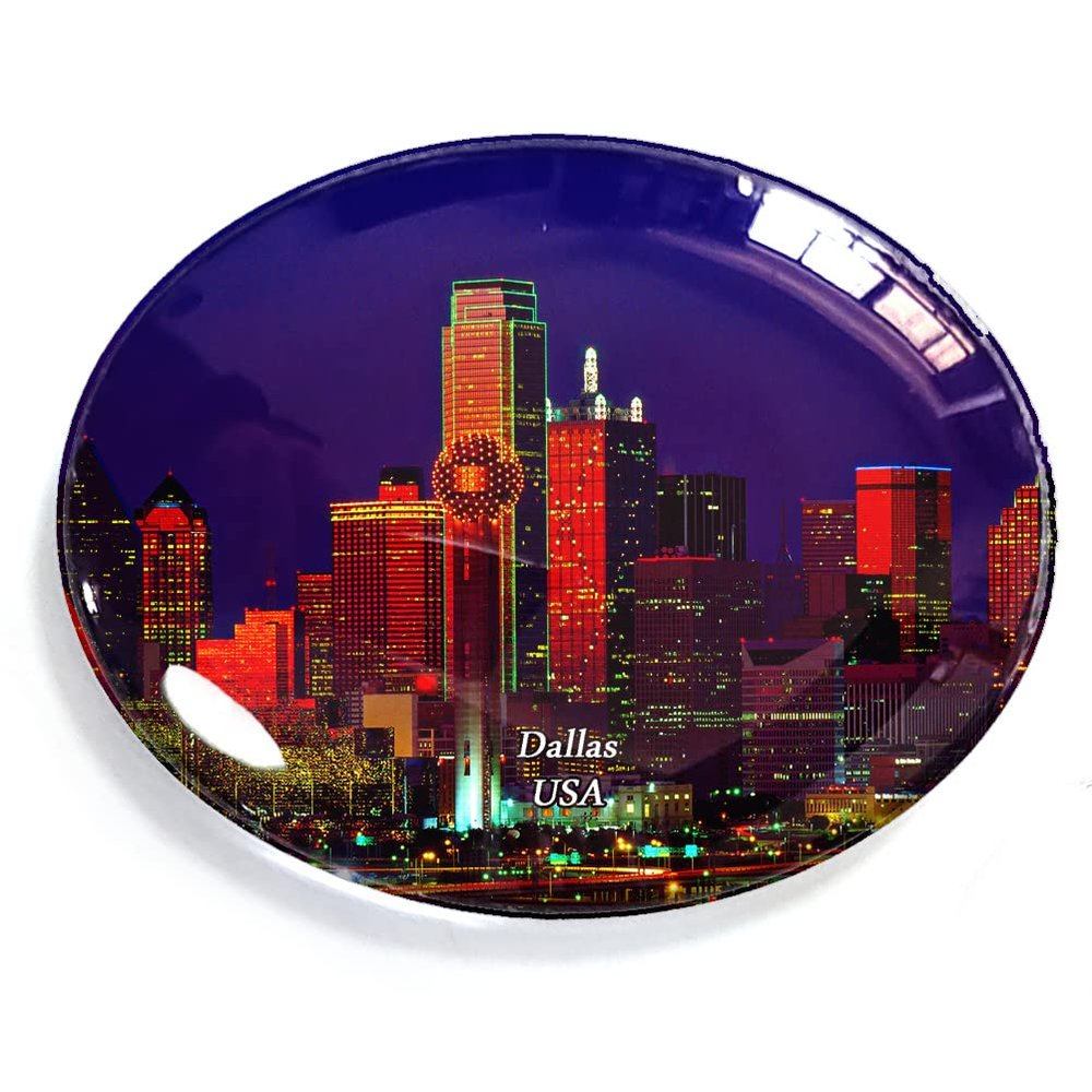 Dallas USA Refrigerator Magnet, Oval Crystal Magnet