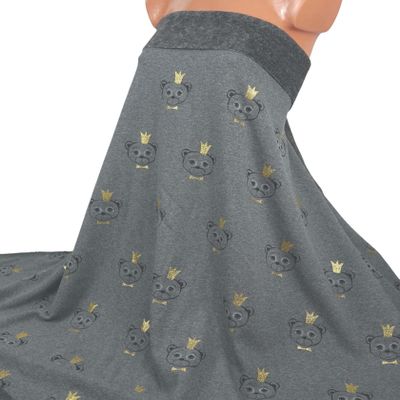Landhuis Fabrics Alpine Fleece with King Bear, 17.00/m, Gray Melange