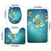 TEMKIN Non-Slip Butterfly Bathroom Rugs, Luxurious Super-Soft Flannel, 3-Piece Set view 3