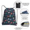 QQLADY Rocket Spaceship Drawstring Backpack, Water-Resistant String Bag for Gym, Sports and Yoga, Black, One Size view 3
