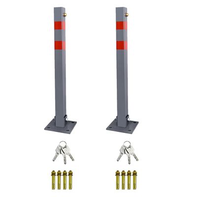 Randaco Set of 2 Folding Parking Barrier Posts, Steel, 3 Keys Each