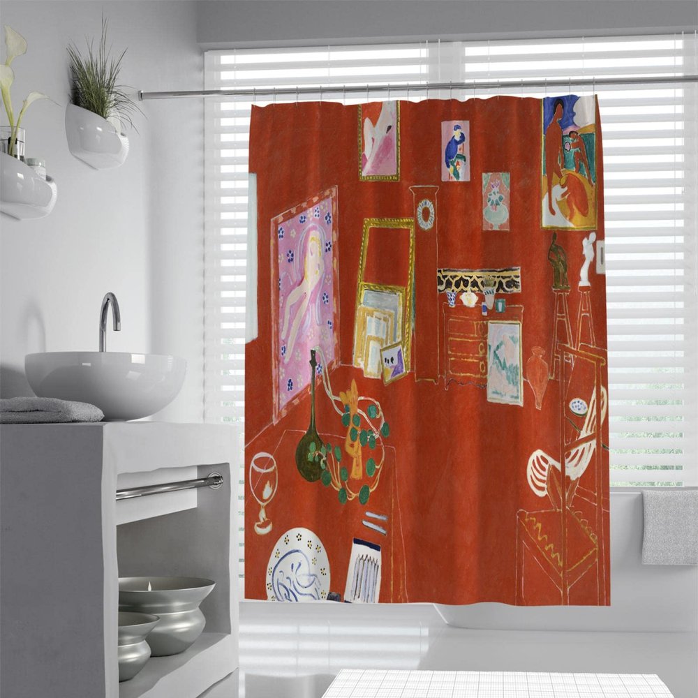 Red Home Henri Matisse Bathroom Shower Curtain with Hooks, 260 x 180 cm