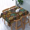 KIROJA Sugar Skulls Print Rectangular Tablecloth, Waterproof and Washable view 1