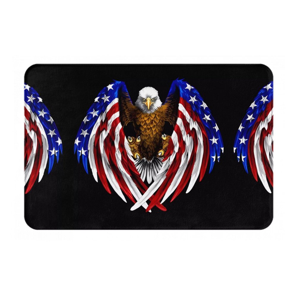 Yyhhaofa Non-Slip USA Flag Floor Mat with Patriotic Eagle, 16 x 24 in