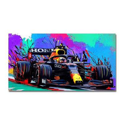 F1 World Champion Car Canvas Wall Art, Abstract Graffiti Poster, 30x40 cm, No Frame