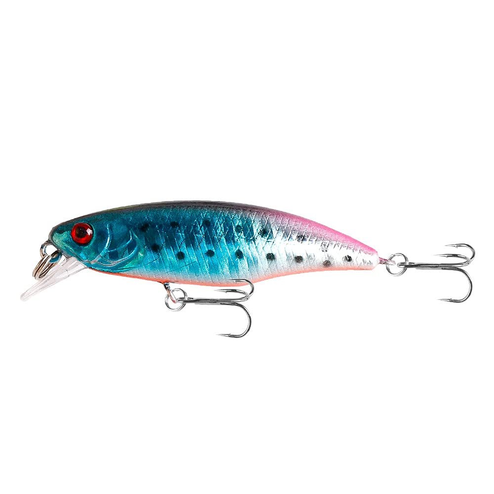 Comcapy 1-Piece Mini Sinking Minnow Fishing Lure, 4.5 g, 55 mm, Hard Bait Wobbler Crankbait, Perch Pike Salmon Trout Bass (Color: 04)