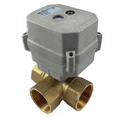 kezhai Dream 1-1/4" DC12-24V Motorized Ball Valve, DN32 Brass 3-Way Valve with Manual Override, CR703