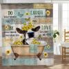 Rustic Cow Shower Curtain with Sunflower and Butterfly Design, 183 x 183 cm view 1