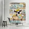 Rustic Cow Shower Curtain with Sunflower and Butterfly Design, 183 x 183 cm view 2