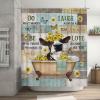 Rustic Cow Shower Curtain with Sunflower and Butterfly Design, 183 x 183 cm view 4