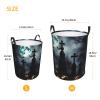 Round Gothic Happy Halloween Laundry Basket with Handles view 4