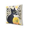 FRODOTGV Yellow Vase-Shape Black Cat Drawing Waterproof Satin Pillow Covers with Zipper, 2-Pack, 18 x 18 in view 3