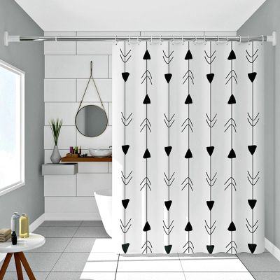 Gualiy Shower Curtain 150 x 200 cm, Black Arrow, Washable, Mold-Resistant, Black and White