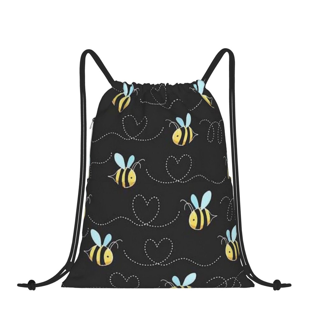 Ballroom Dance Drawstring Gym Sack, Waterproof Beach Bag, Bumble Bees, One Size, #1601