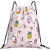 Drawstring Backpack, Unicorn, Flamingo, Pink and Pineapple view 1