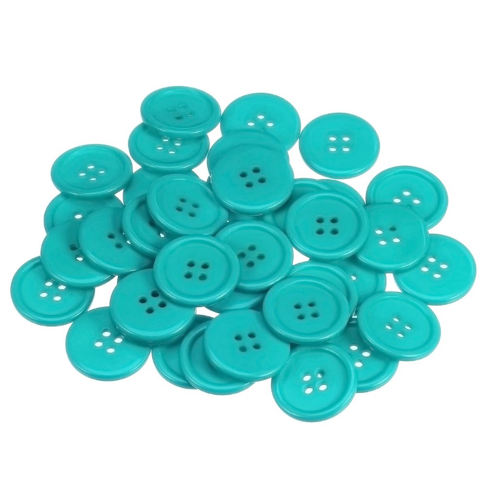 Sourcing Map 100 Blue Flat Round Sewing Buttons, 25 mm