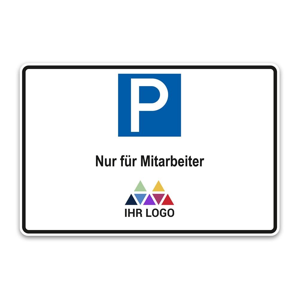 PrintPlanet Personalized Parking Sign with Custom Text - 5 mm PVC Board - Various Sizes - Employee Parking with Logo
