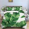 Bedding Set 135 x 200 cm, Large Leaves, White, Soft Microfiber Duvet Cover with Zipper view 1