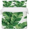 Bedding Set 135 x 200 cm, Large Leaves, White, Soft Microfiber Duvet Cover with Zipper view 2