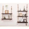 Rustic Solid Wood Hanging Shelves with Jute Rope view 3