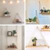 Rustic Solid Wood Hanging Shelves with Jute Rope view 4