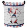 Flag Day Independence Dwarf Buffalo Plaid Wood Grain Laundry Hamper with Handle, 34 x 42 cm view 1