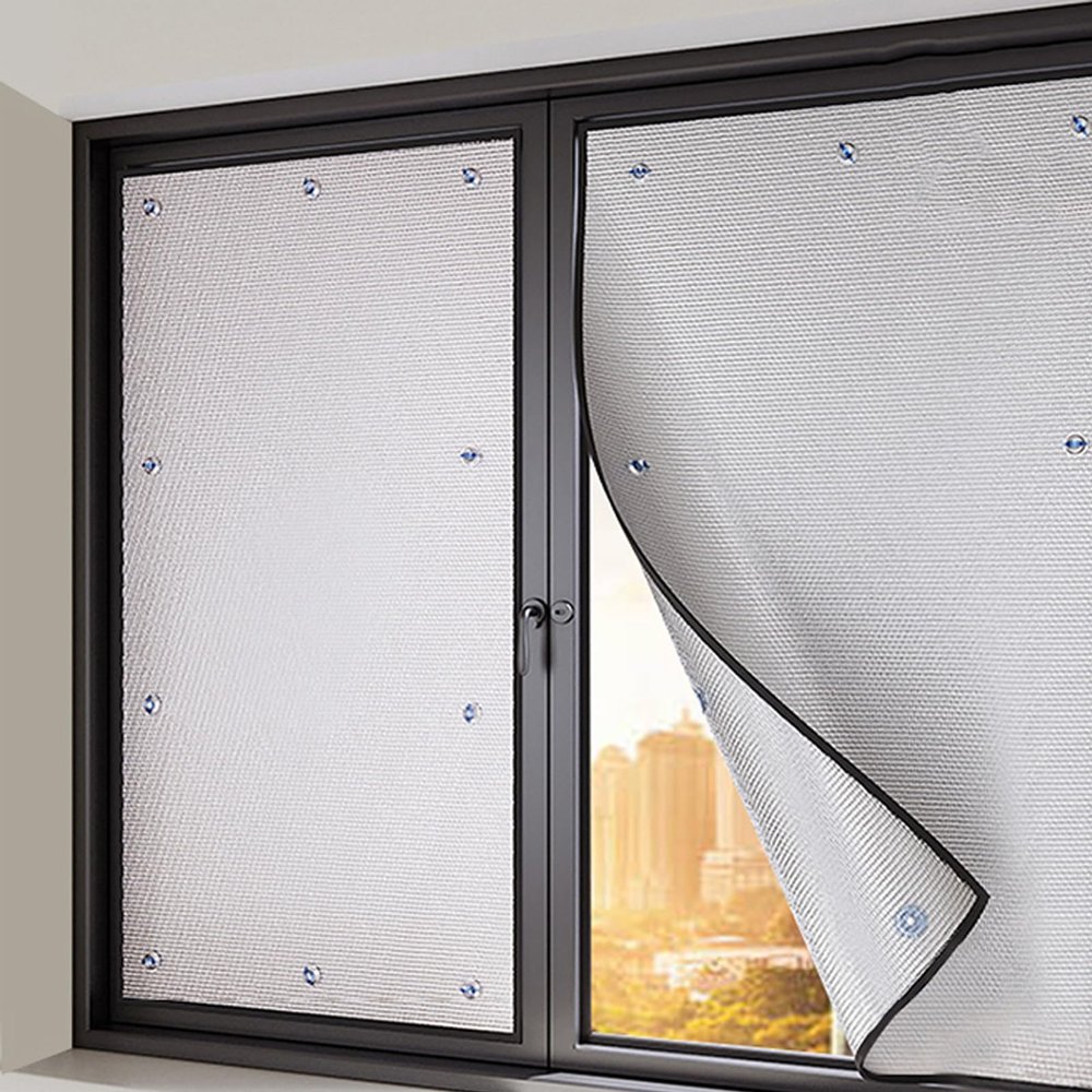 Zlovne 99% UV Protection Window Film, Heat-Reflective Sunshade Film, 8mm Thick Skylight Blackout Privacy Film for Smooth Glass with Suction Cups (40 x 110 cm/16 x 43 in)