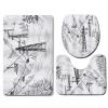 IUBBKI 3-Piece Bathroom Mat Set, Non-Slip, Winter Ski Lift and Fir Tree Design view 4