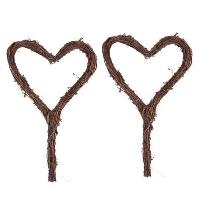 Toddmomy 2-Piece Rattan Heart-Shaped Hanging Wreath Set