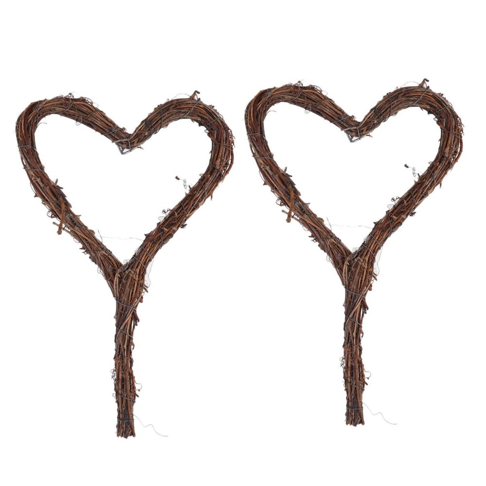 Toddmomy 2-Piece Rattan Heart-Shaped Hanging Wreath Set