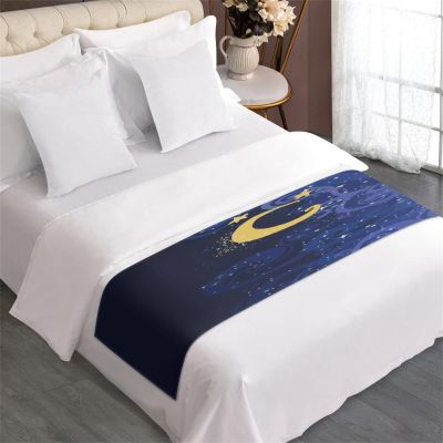 FANSU 3D Starry Sky Bed Runner, Crescent, 180 x 50 cm