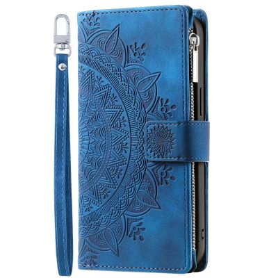 Rnrieyta Zipper Wallet Case for Samsung Galaxy A14 4G, PU Leather Flip Cover with Card Slot