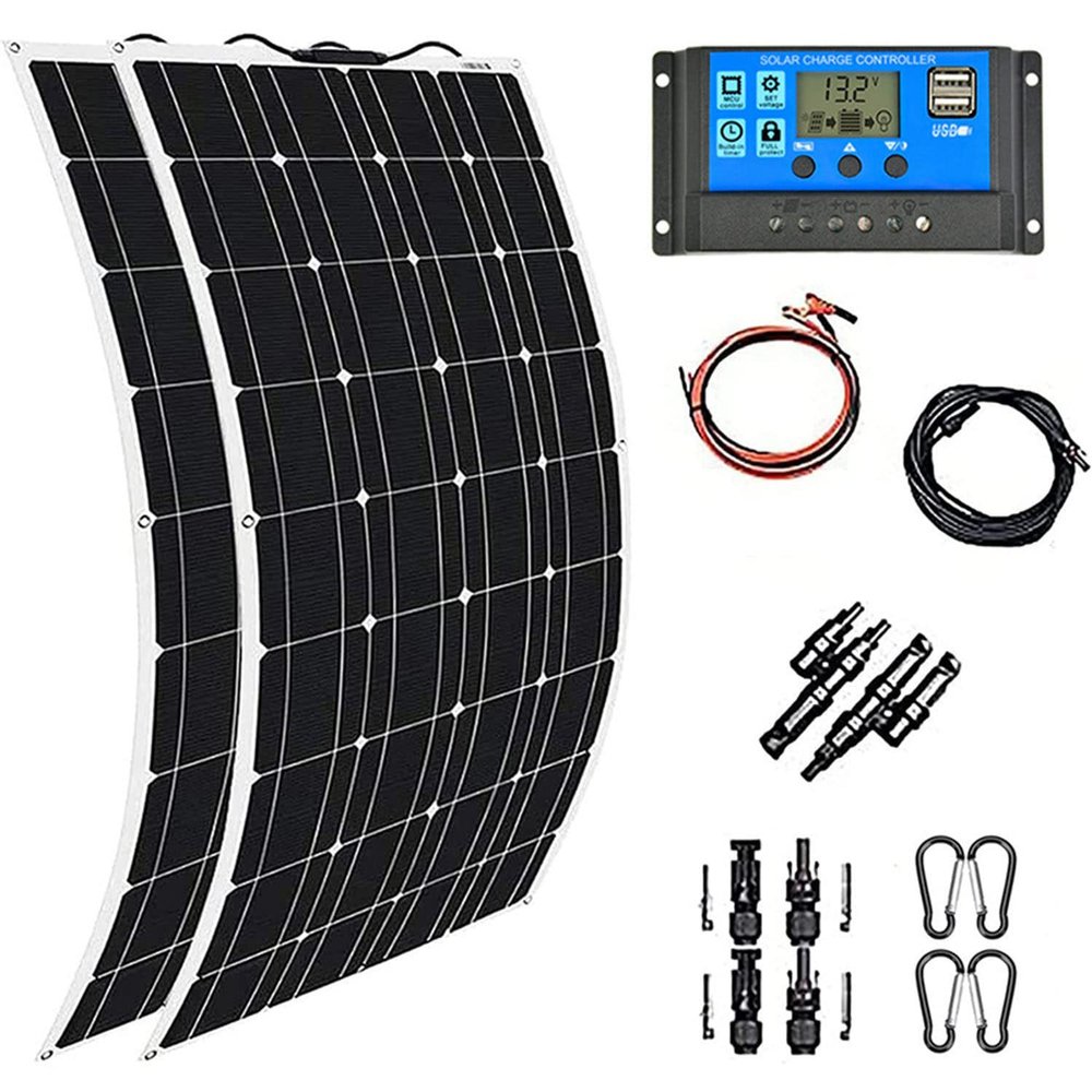 400W Portable Solar Panel Kit, 2200W Flexible Solar Panel with 40A Controller, Monocrystalline Bendable Solar Charger for Home, Camper, RV, Boat and Car, 60A Controller