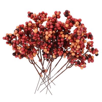 TOYANDONA Artificial Christmas Berry Stems, 12 Pieces, Orange
