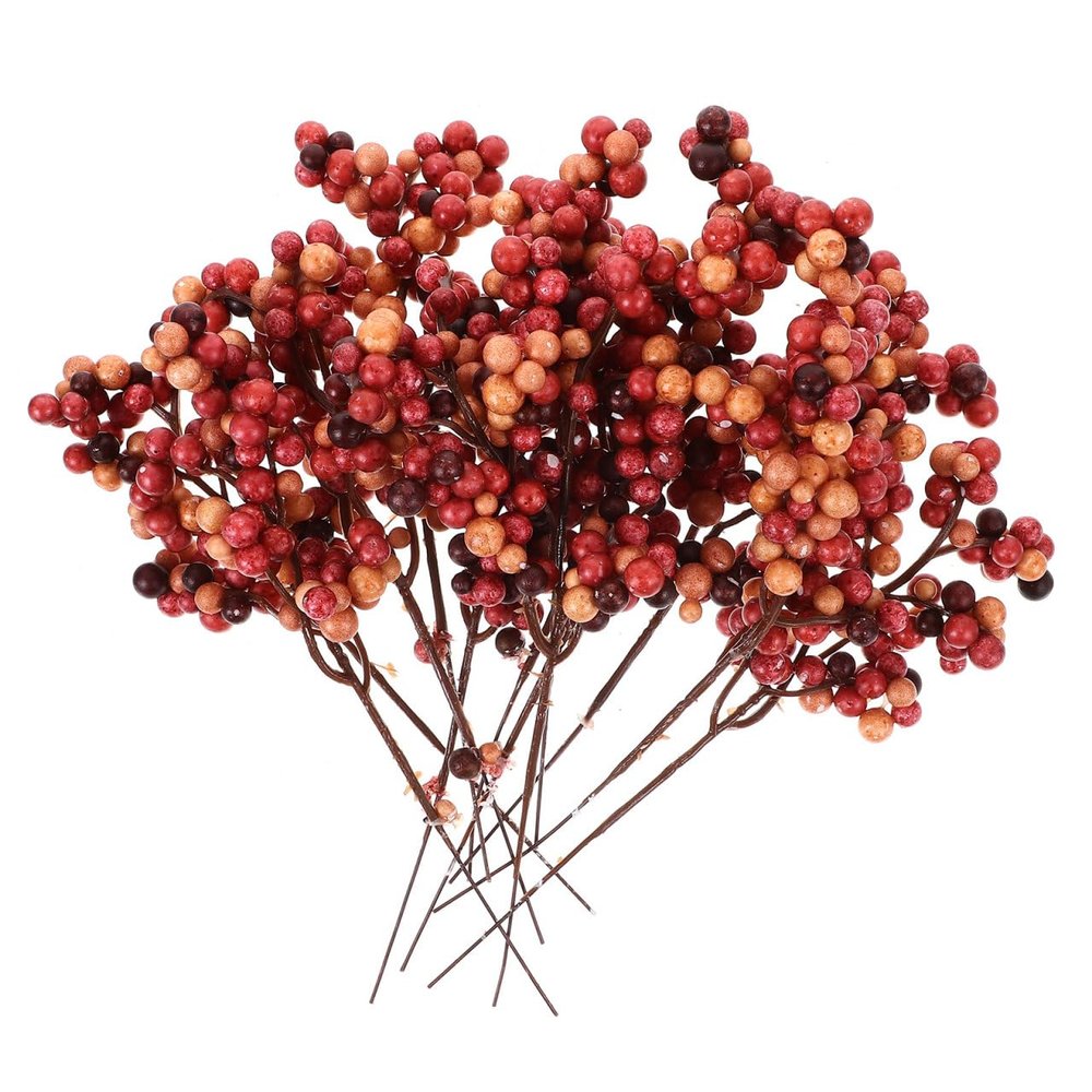TOYANDONA Artificial Christmas Berry Stems, 12 Pieces, Orange